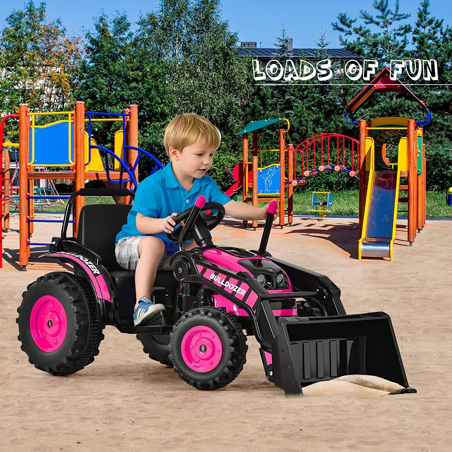 Remote Controlled 12V Bulldozer Ride-On Toy for Kids - Perfect for Construction Playtime!