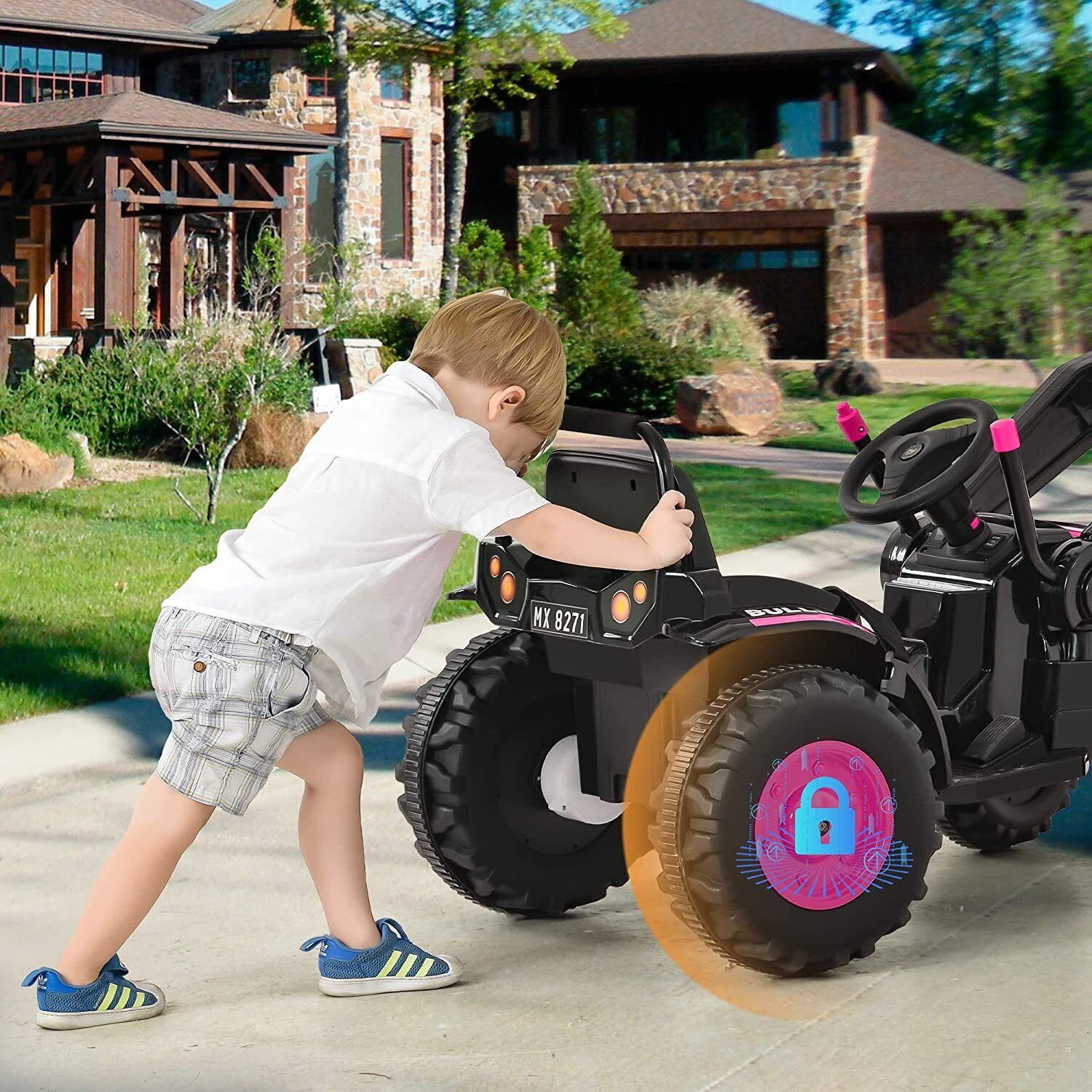 Remote Controlled 12V Bulldozer Ride-On Toy for Kids - Perfect for Construction Playtime!
