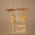 Retro bamboo art chandelier natural wood dining room pendant light