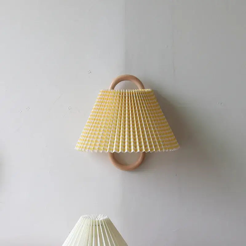Retro beech wood wall lamp bedroom sconce with cream shade