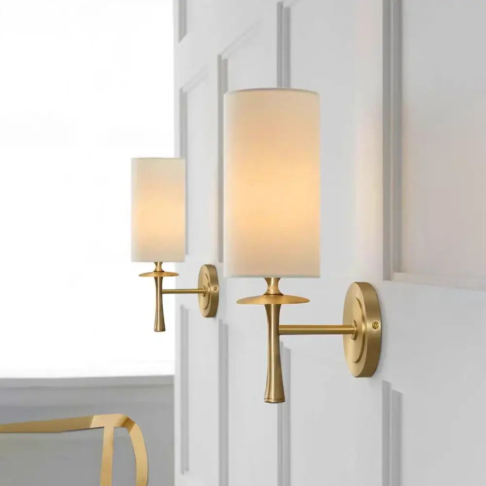 Retro black metal brass wall lamp bedroom fabric sconce