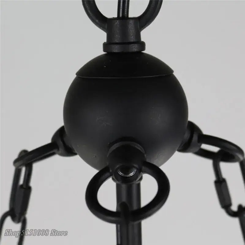 Retro black metal glass bucket pendant light dining room three bulb