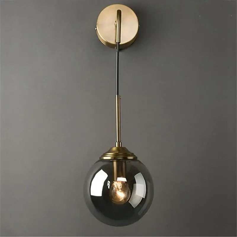 Retro brass and amber decorbites glass ball wall lamp bathroom sconce