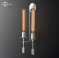 Retro brass glass double sconce wall light living room led fixture