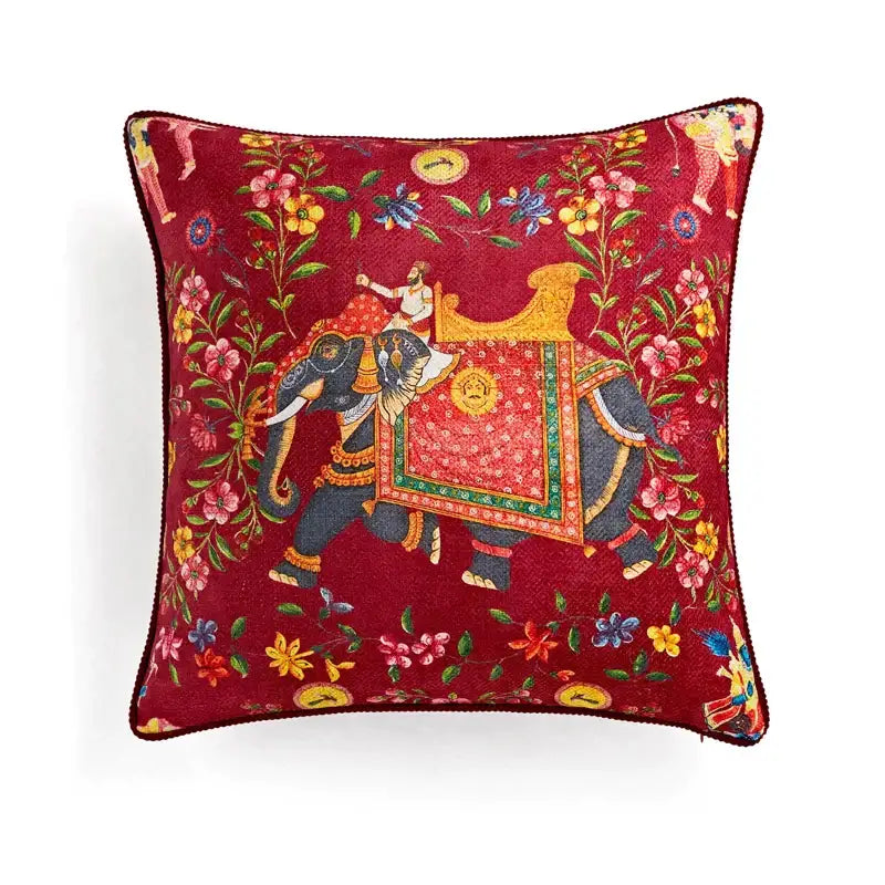 Retro circus cream pillow cover with tassels living room decor