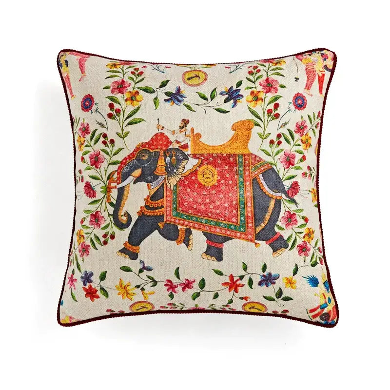 Retro circus cream pillow cover with tassels living room decor