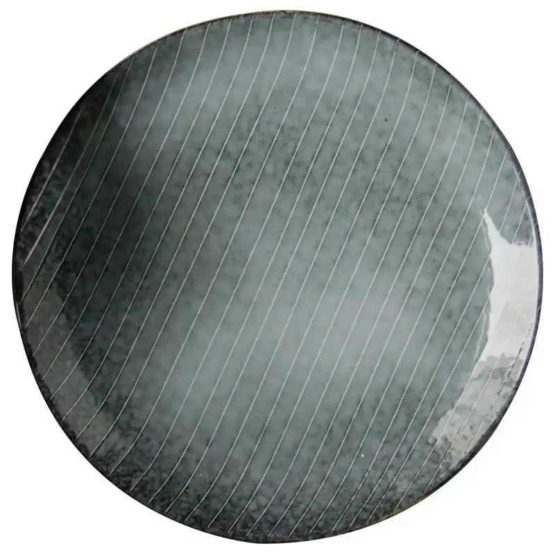 Retro dark gray speckled ceramic dinner plate – dining room platter