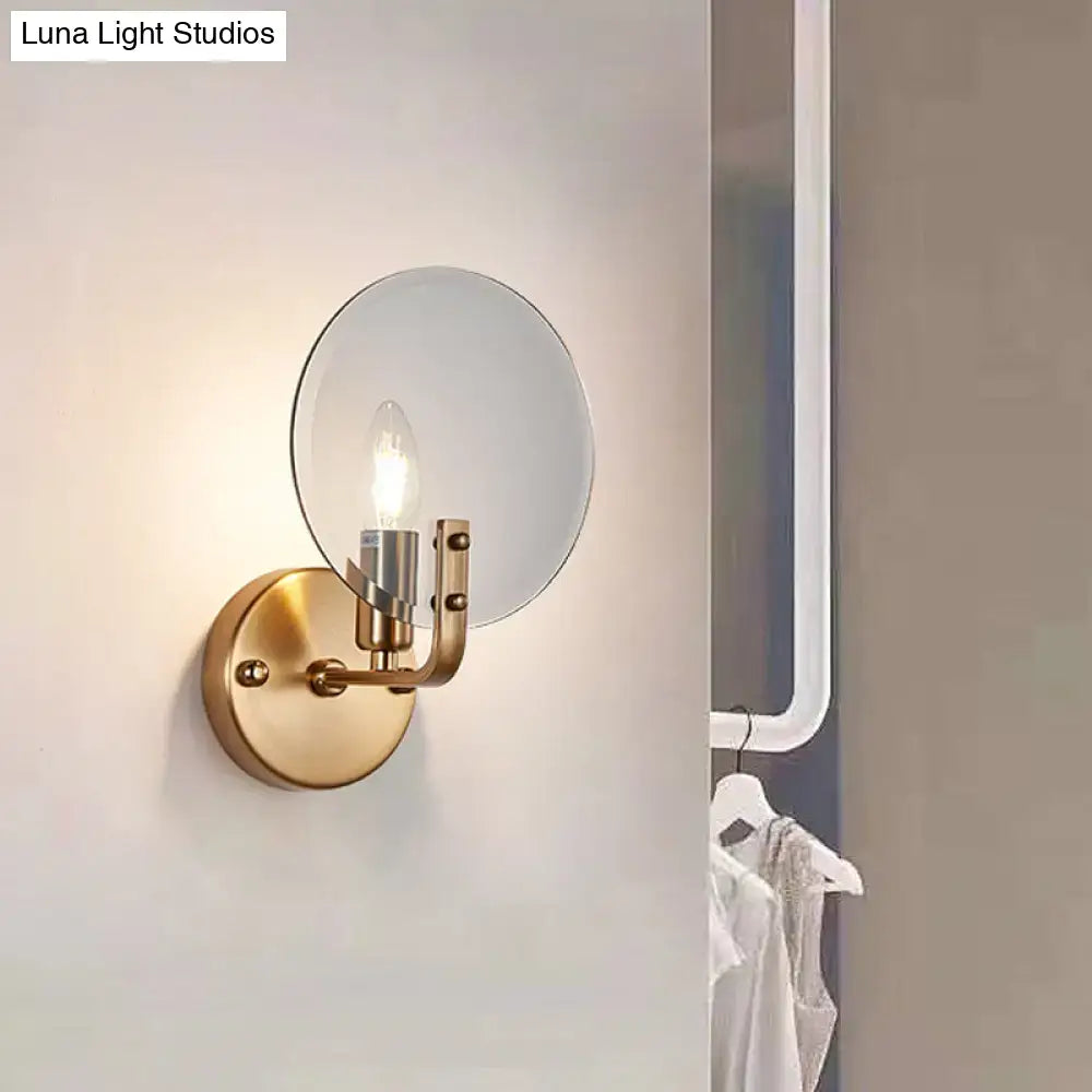 Retro gold and blue glass sconce light bedroom wall lighting fixture