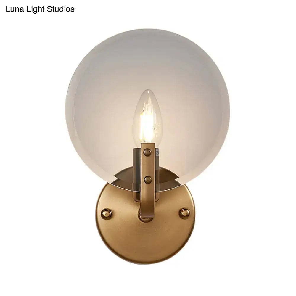 Retro gold and blue glass sconce light bedroom wall lighting fixture