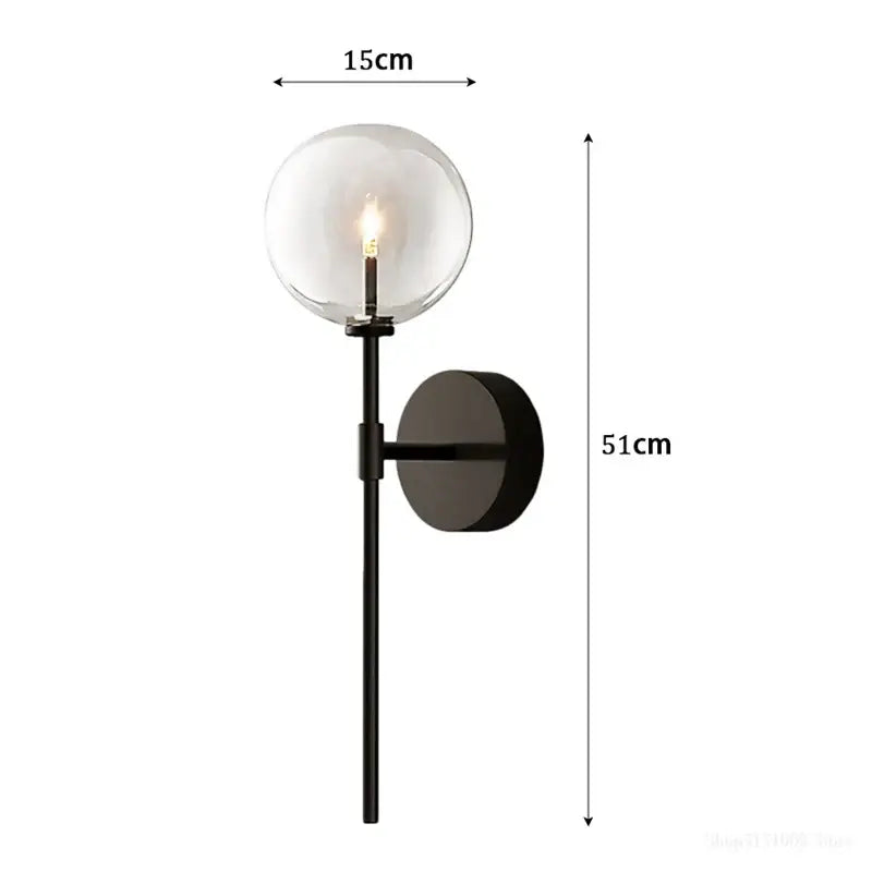 Retro gold clear glass ball wall sconce living room light