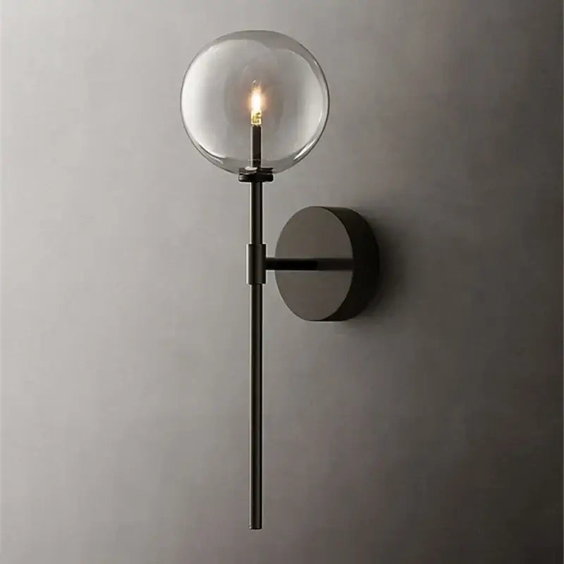Retro gold clear glass ball wall sconce living room light