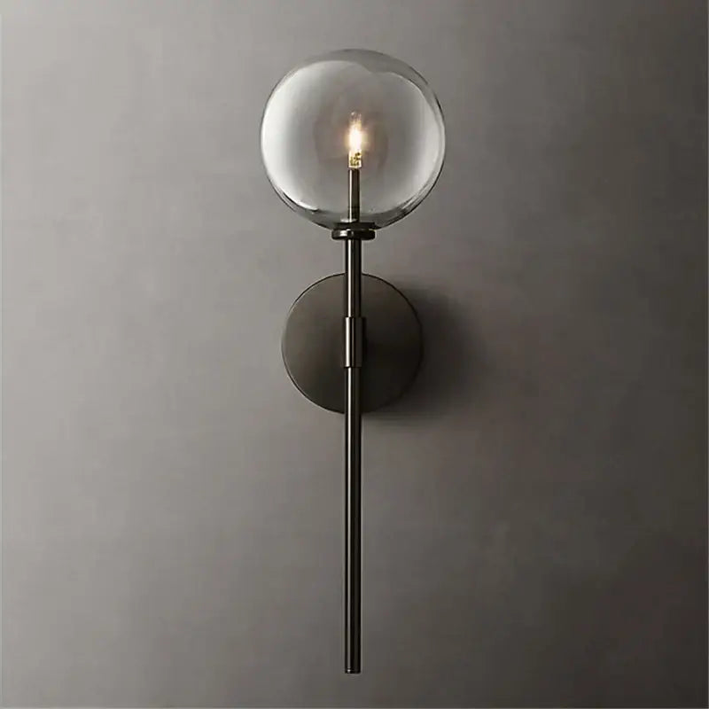 Retro gold clear glass ball wall sconce living room light