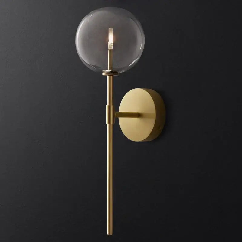 Retro gold clear glass ball wall sconce living room light