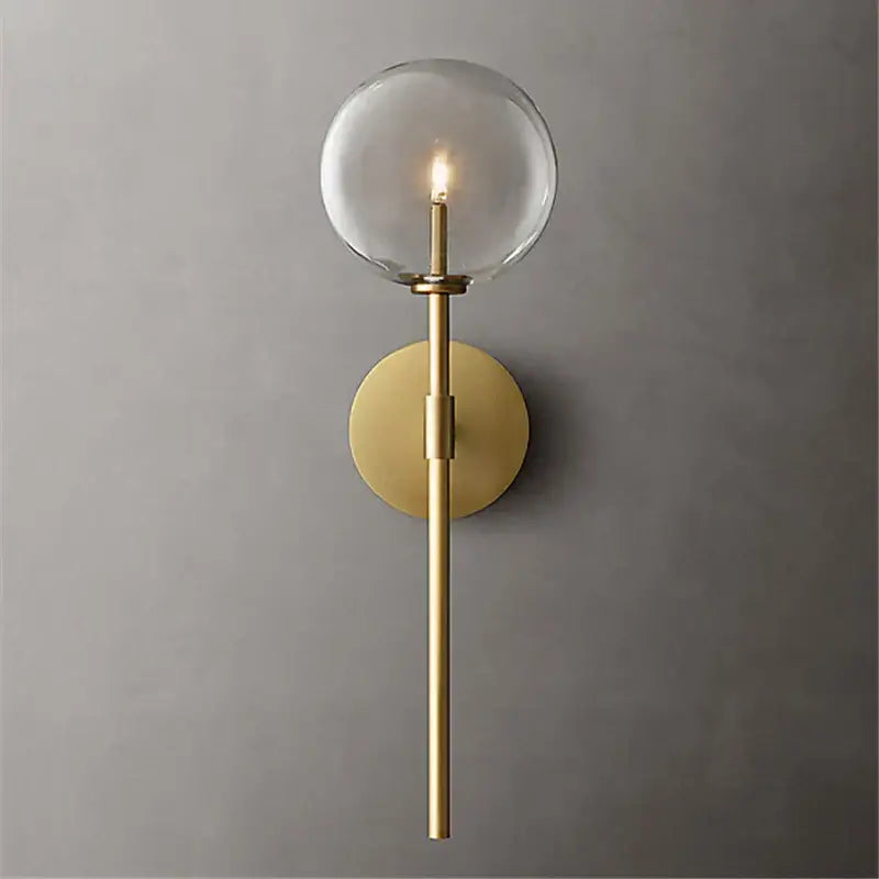 Retro gold clear glass ball wall sconce living room light