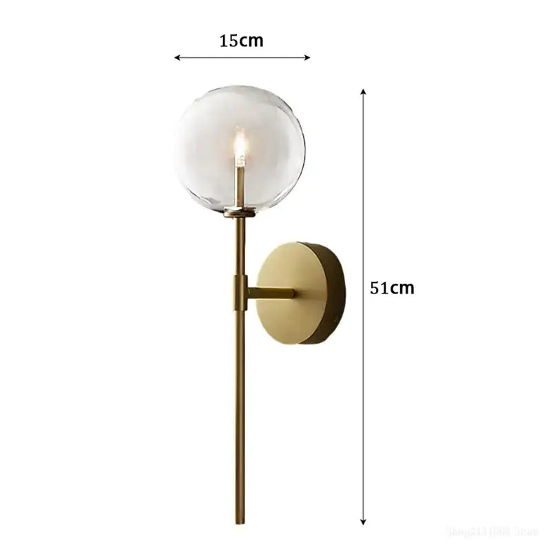Retro gold clear glass ball wall sconce living room light