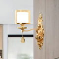 Retro gold crystal wall mount lamp living room glass sconce