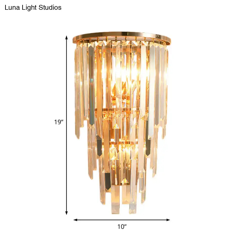 Retro gold crystal waterfall wall mounted sconce hallway three lights