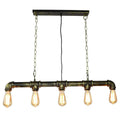 Retro industrial metal tubular island exposed bulb dining room light