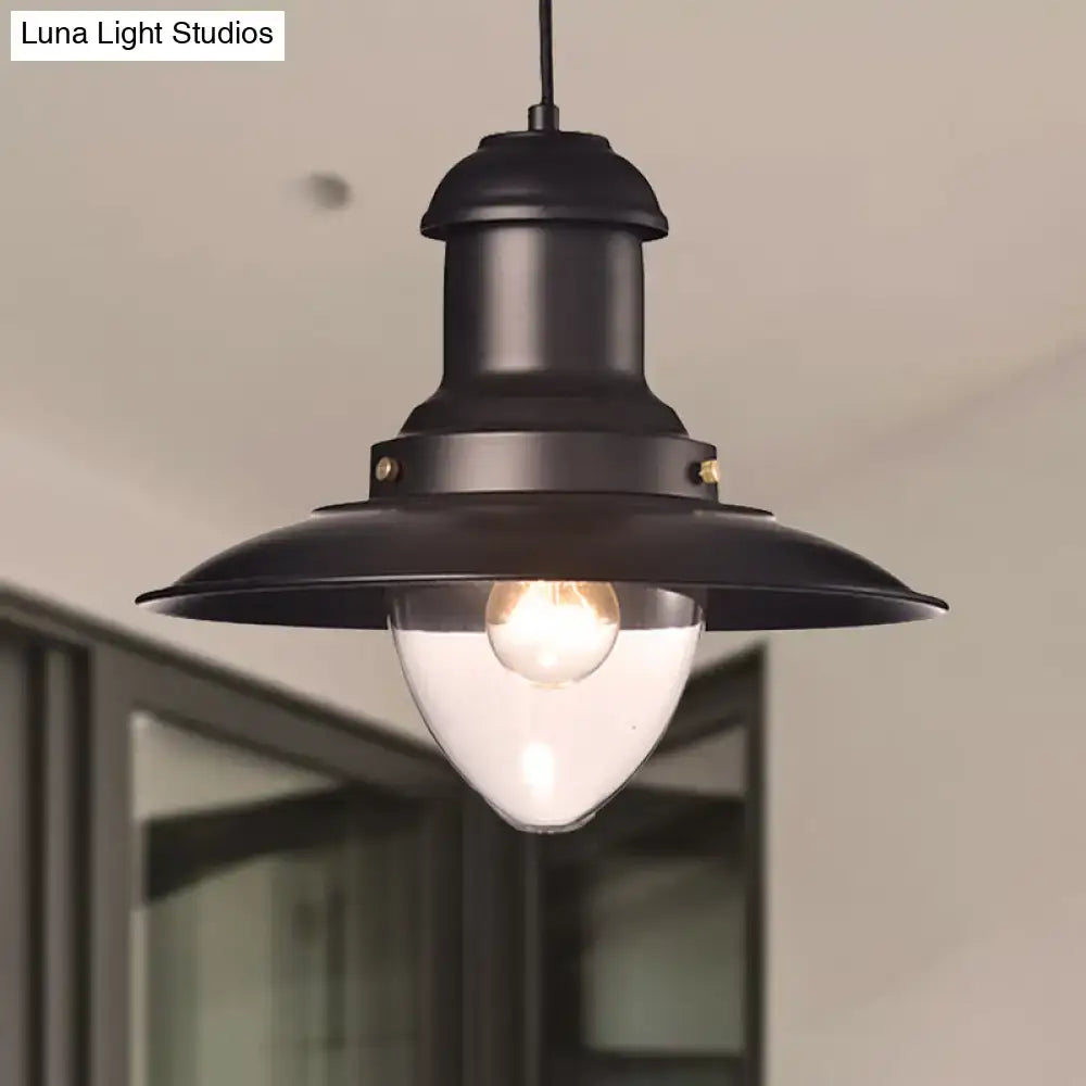 Retro loft saucer black & white pendant light for coffee shop kitchen