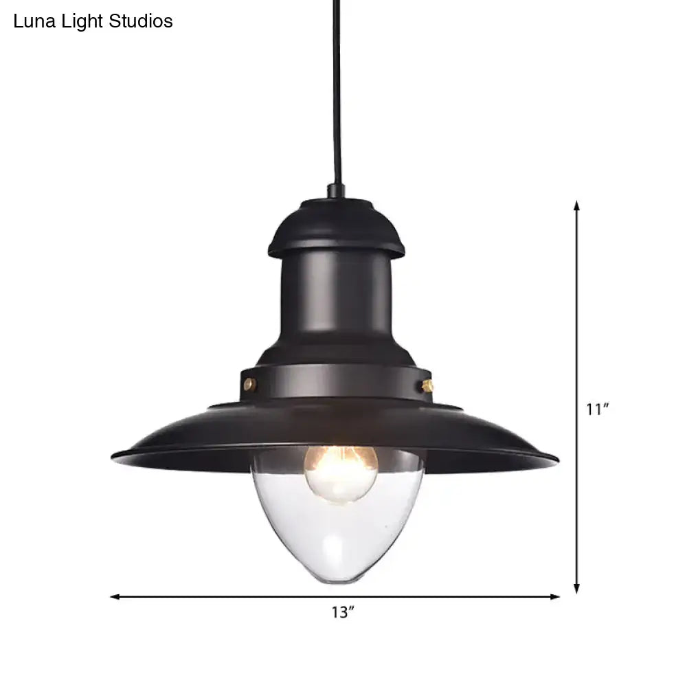 Retro loft saucer black & white pendant light for coffee shop kitchen