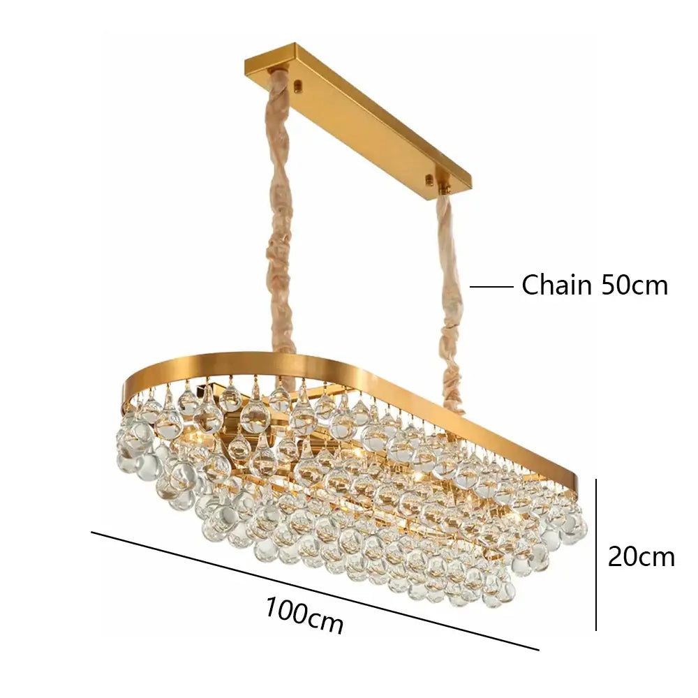 Retro luxury gold crystal bead ceiling pendant lights dining room