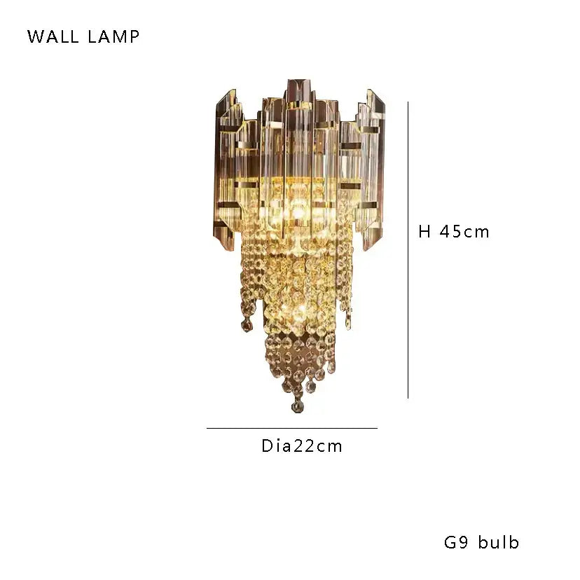 Retro luxury gold crystal bead ceiling pendant lights dining room