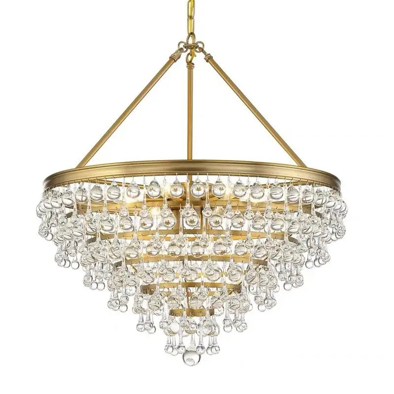 Retro luxury gold crystal bead ceiling pendant lights dining room