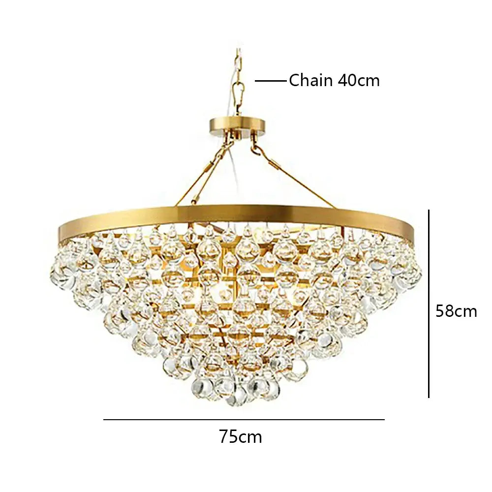 Retro luxury gold crystal bead ceiling pendant lights dining room