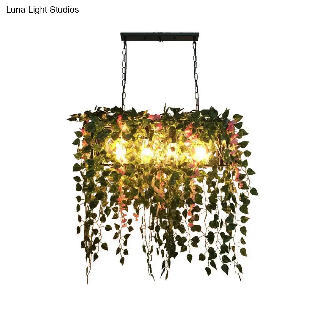Retro metal plant decor ceiling light for dining room