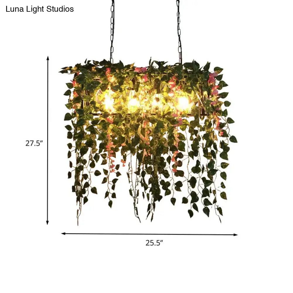 Retro metal plant decor ceiling light for dining room