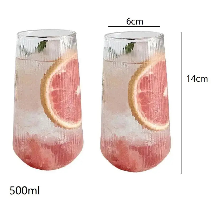 Retro ribbed glass coffee cup set with stirrers – kitchen drinkware