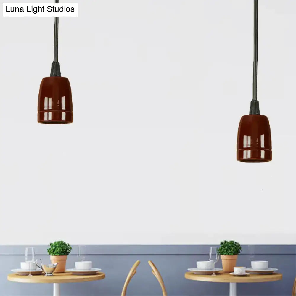 Retro style red ceramic pendant light – kitchen hanging fixture