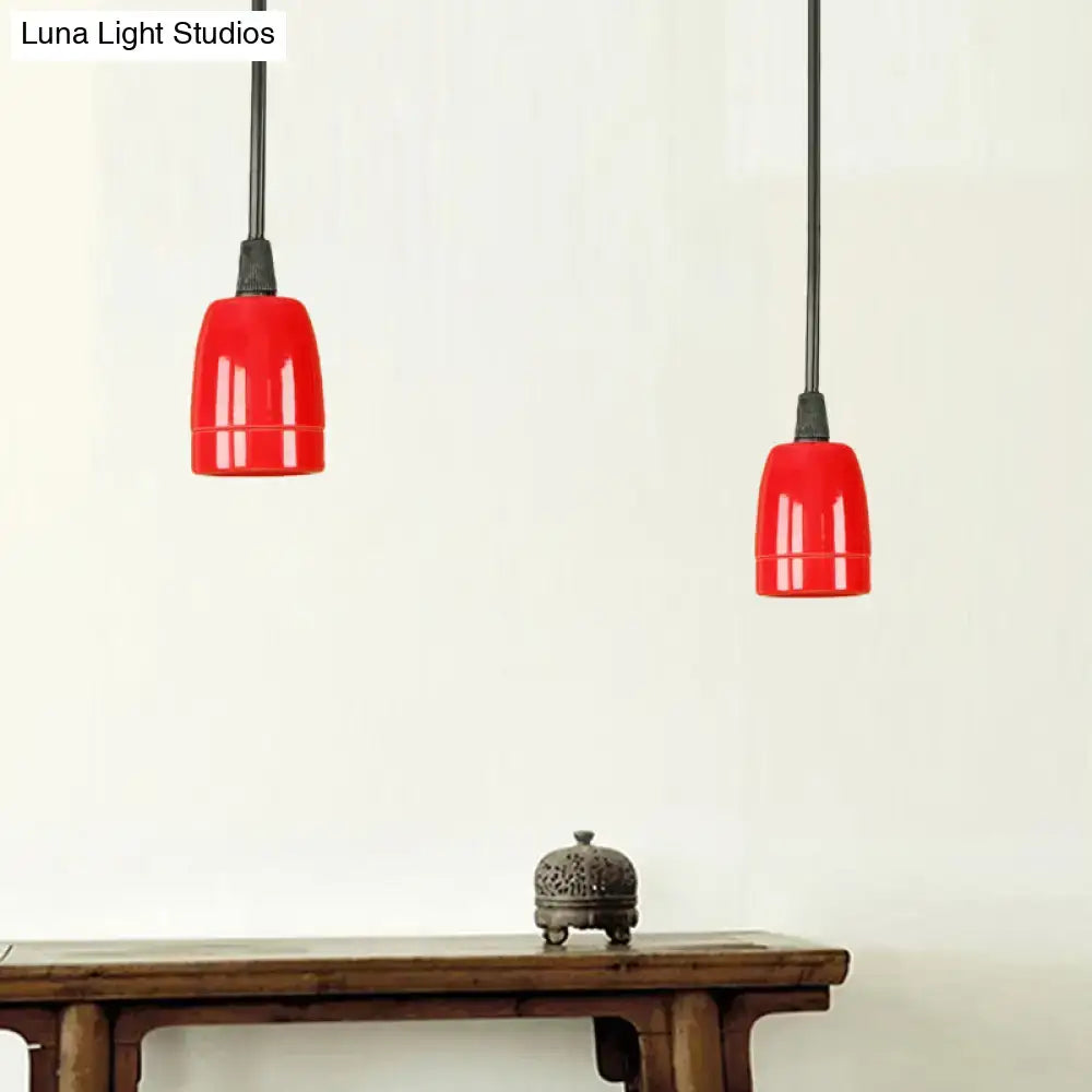 Retro style red ceramic pendant light – kitchen hanging fixture