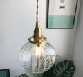 Retro teal and brass glass pendant chandelier bedroom hanging light