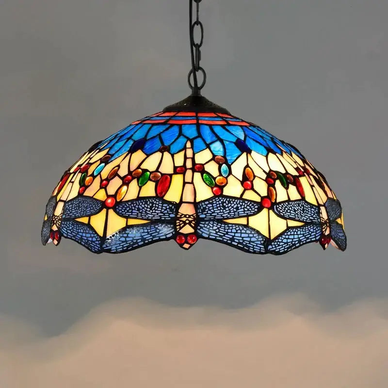 Retro tiffany style colorful glass chandelier dining room pendant