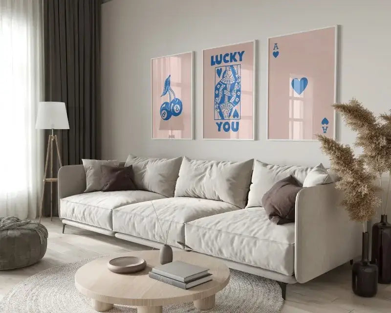 Retro beige and brown wall art posters set living room decor