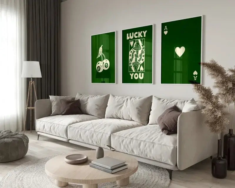 Retro beige & brown wall art posters set living room decor