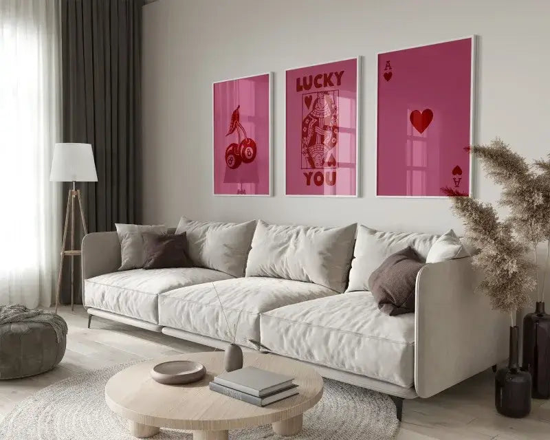 Retro beige & brown wall art posters set living room decor