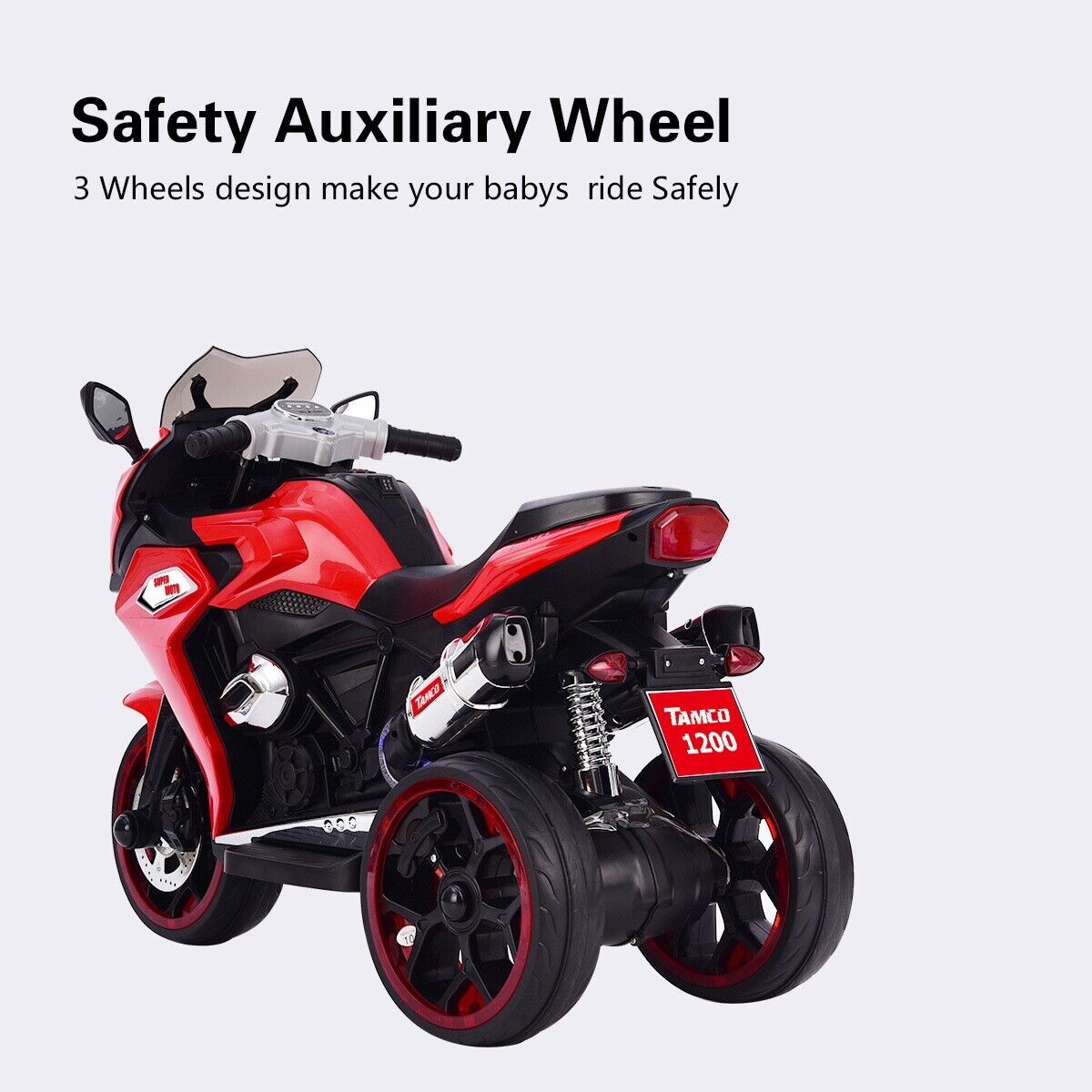 Rev Up the Fun with the TAMCO Kids Electric Ride-On Motorcycle - 12V with Three Light-Up Wheels!