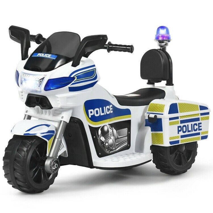 Police Motorcycle Trike for Kids with Flashing Siren - 3-Wheel Ride-On Toy for Children