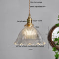 Ribbed clear glass led pendant light brass dining room knob switch