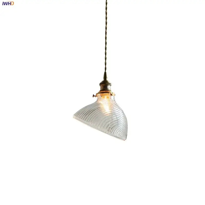 Ribbed clear glass led pendant light for dining room