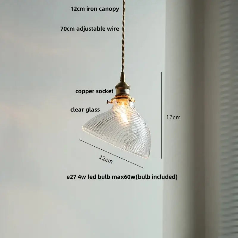 Ribbed clear glass led pendant light for dining room
