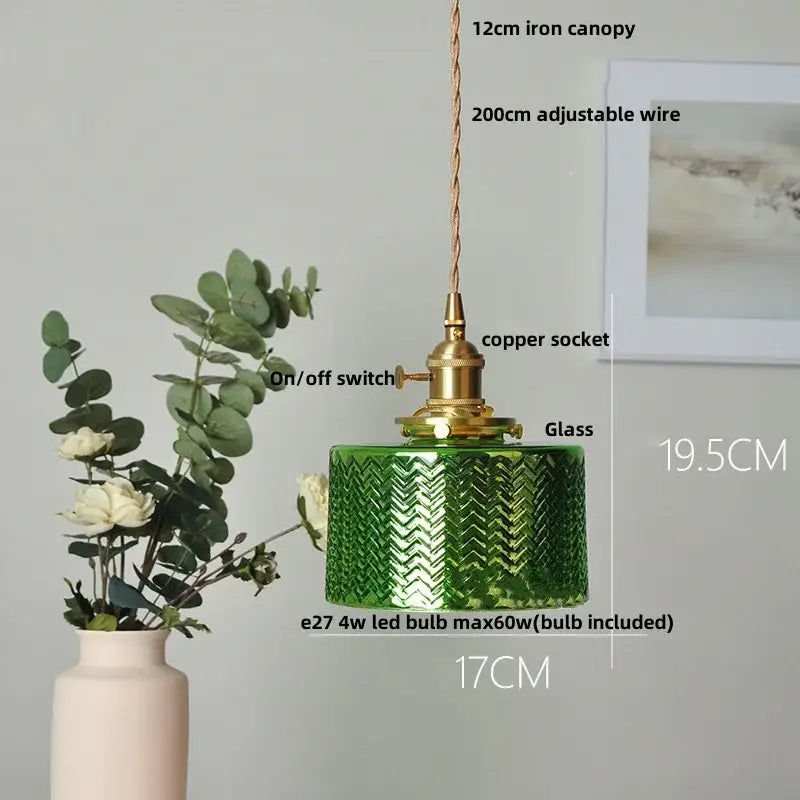 Ribbed clear glass led pendant light for dining room