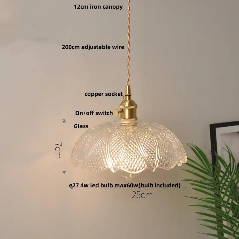 Ribbed clear glass led pendant light for dining room