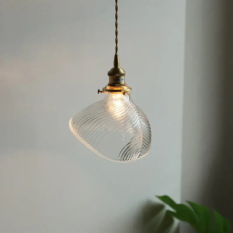 Ribbed clear glass led pendant light for dining room