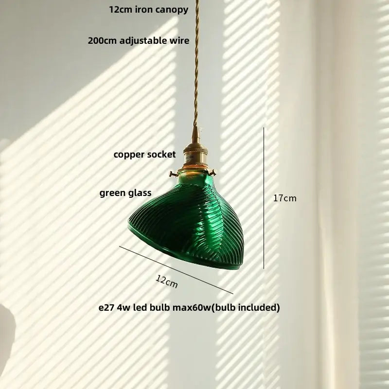 Ribbed clear glass led pendant light for dining room