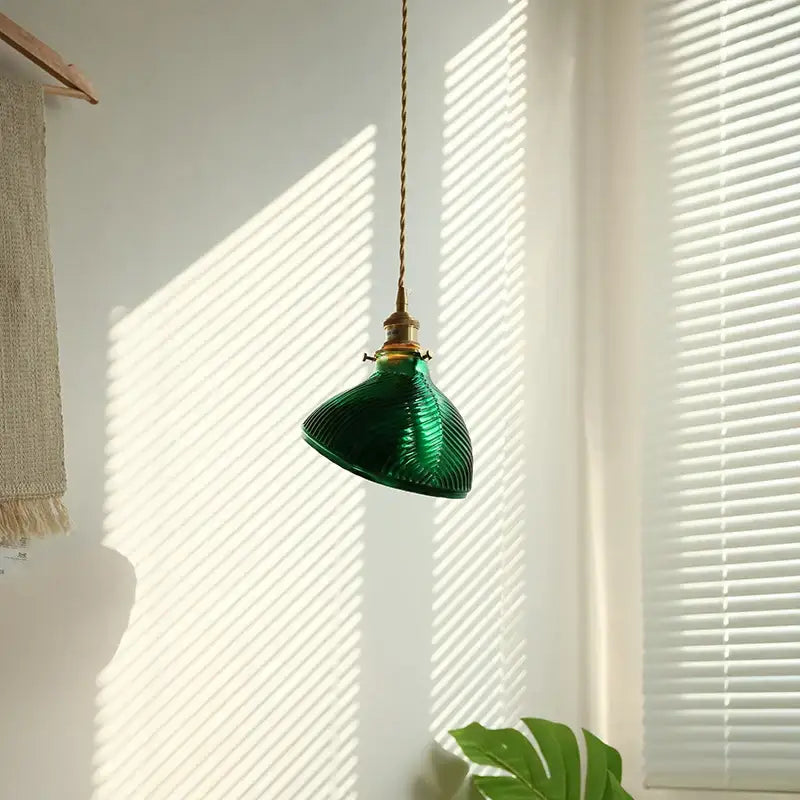 Ribbed clear glass led pendant light for dining room
