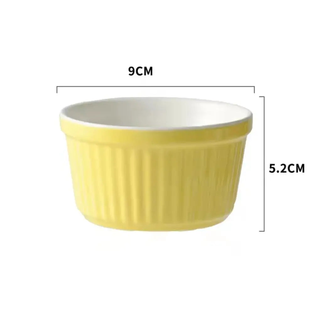 Ribbed colorful ceramic baking bowl kitchen dessert ramekin set