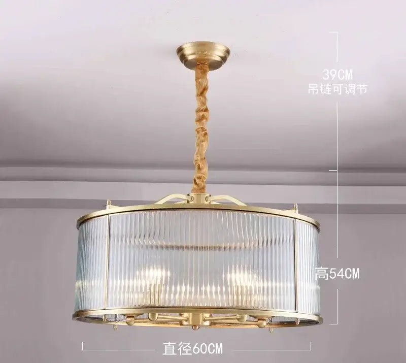 Ribbed decorbites glass chandelier gold living room pendant light